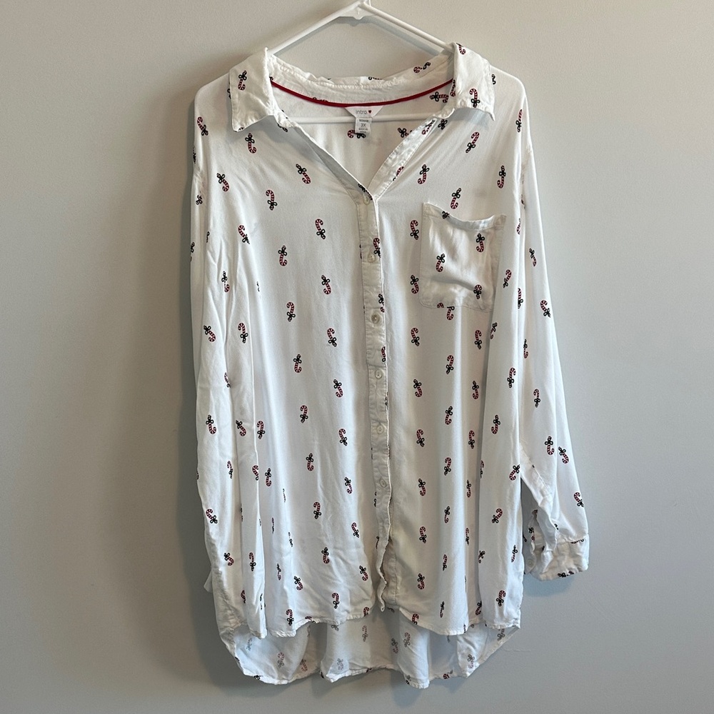 Intro Woman Candy Cane Button Down Size 3x